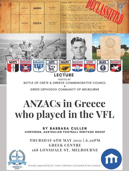 Discover the ANZAC Heroes: VFL Footballers’ Untold Stories in Greece – Lecture by AFL Historian Barbara Cullen